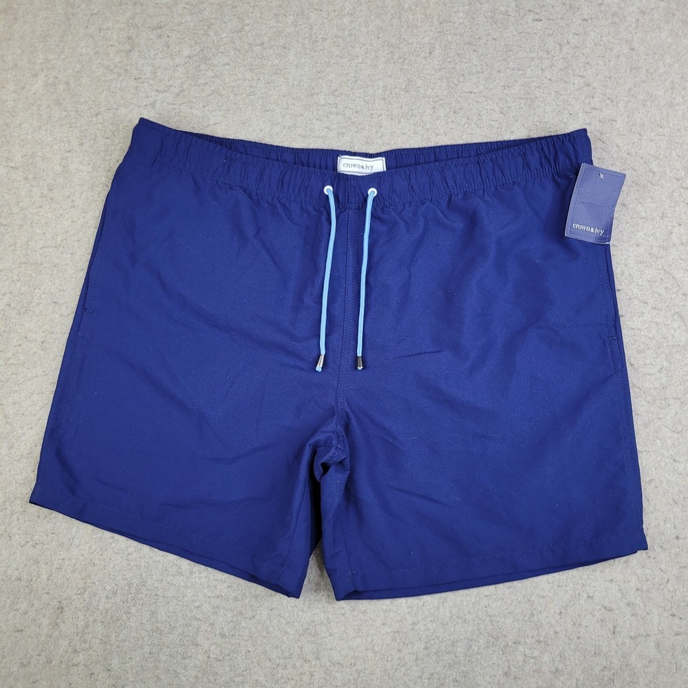 Crown Ivy‎ Swimming Shorts Mens XL Blue Eve Lined Board Shorts Drawstring NEW